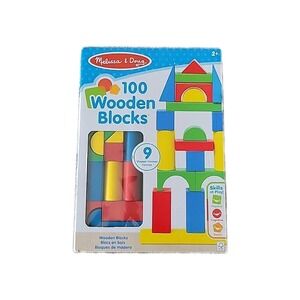 100 Piece Melissa & Doug‎ Wooden Building Blocks Toy Set Classic Toys Kids New